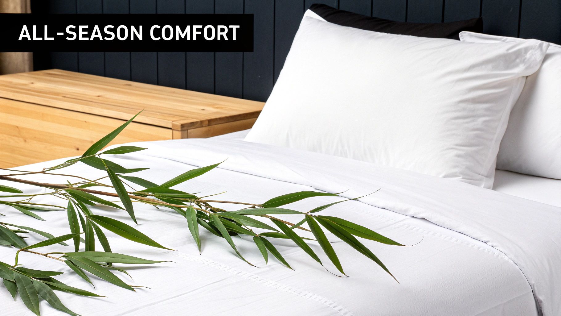 A person sleeping peacefully in soft, comfortable bamboo sheets.