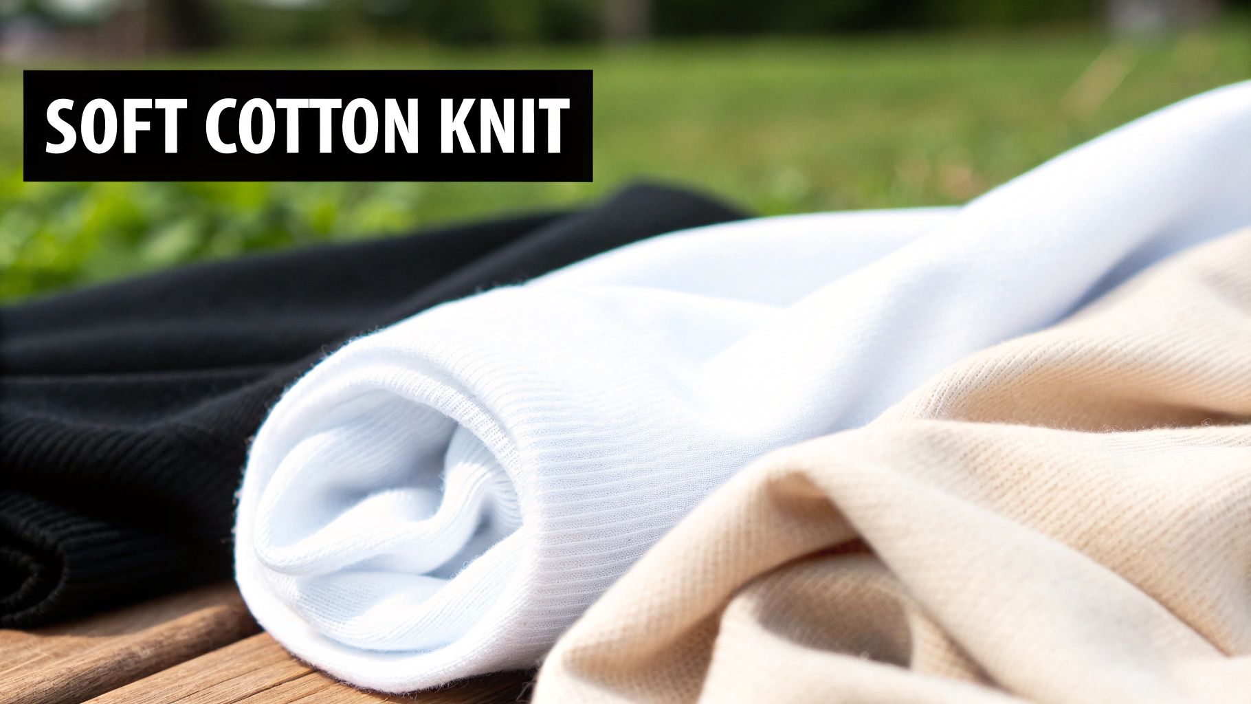 A stack of soft, folded cotton jersey fabrics in various colours