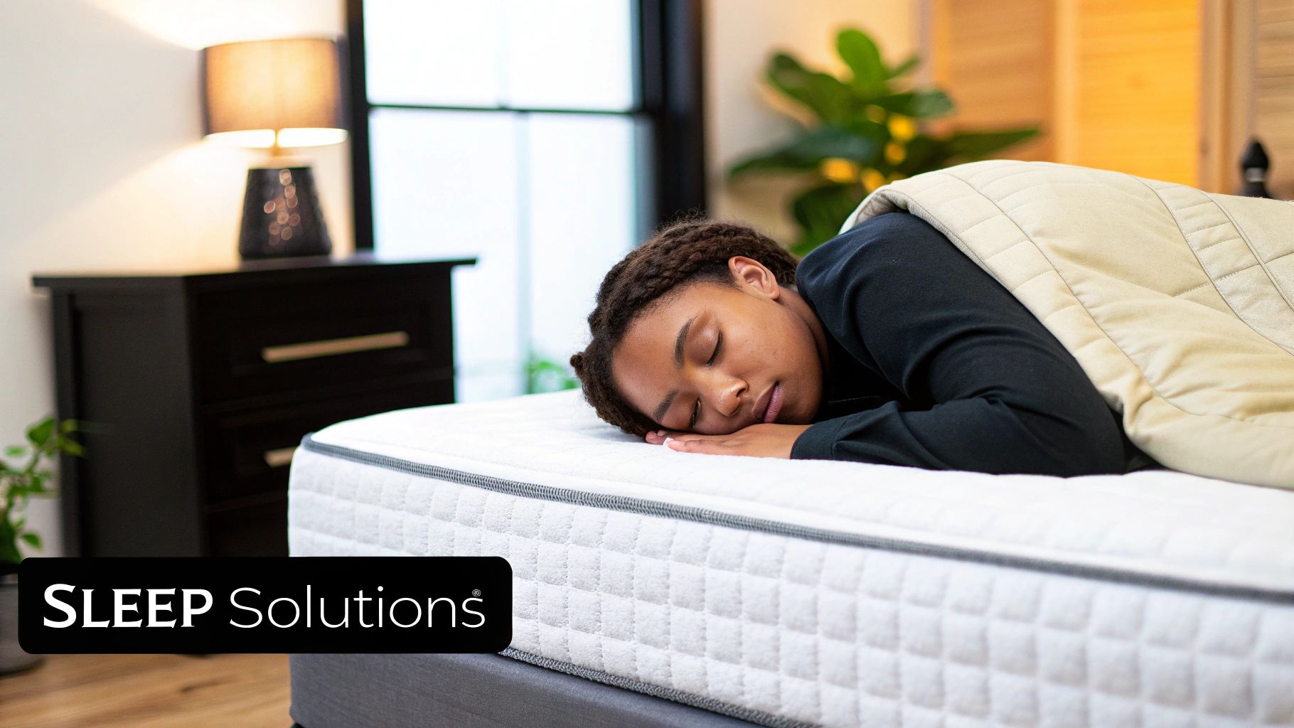 A close-up of a luxurious white mattress topper with detailed stitching on a bed.