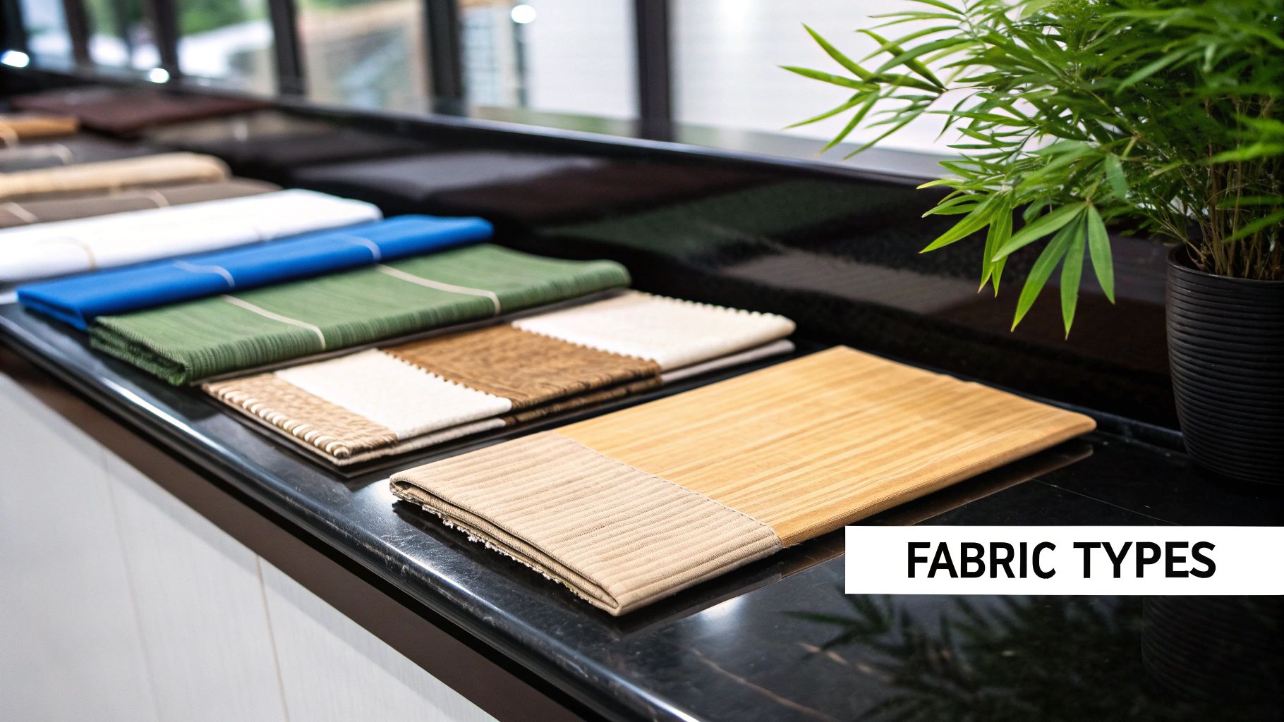 A close-up shot of different bamboo fabric textures