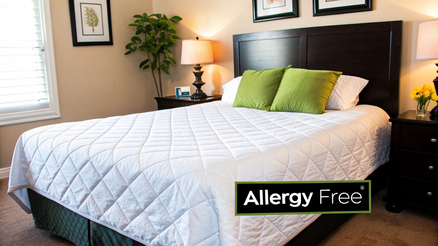 A person waking up feeling refreshed and healthy in a clean bed