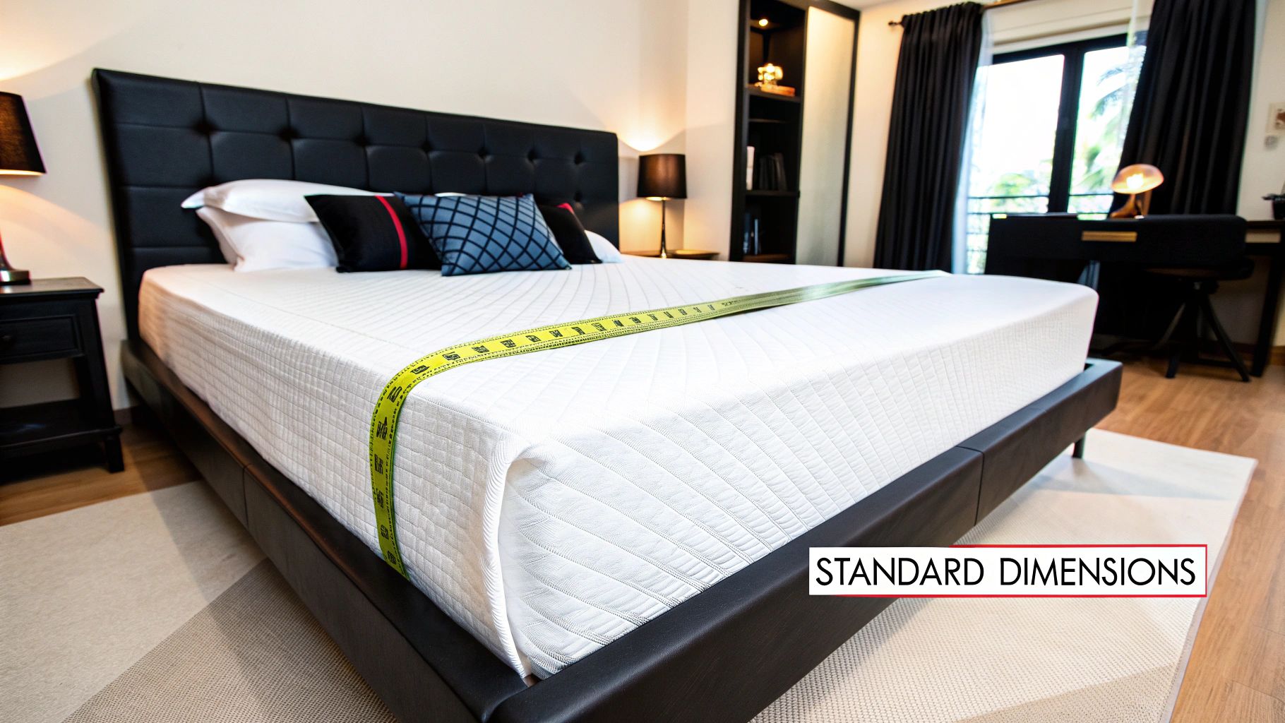 A perfectly made king single bed with a well-fitted quilt cover, showcasing a neat drape and stylish pillows.