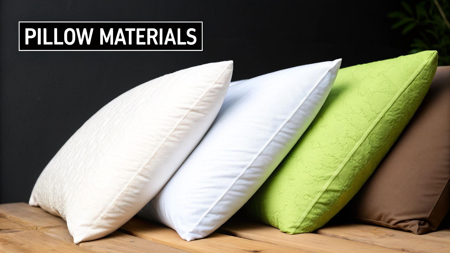 A stack of different pillows, including memory foam, feather, and latex options.