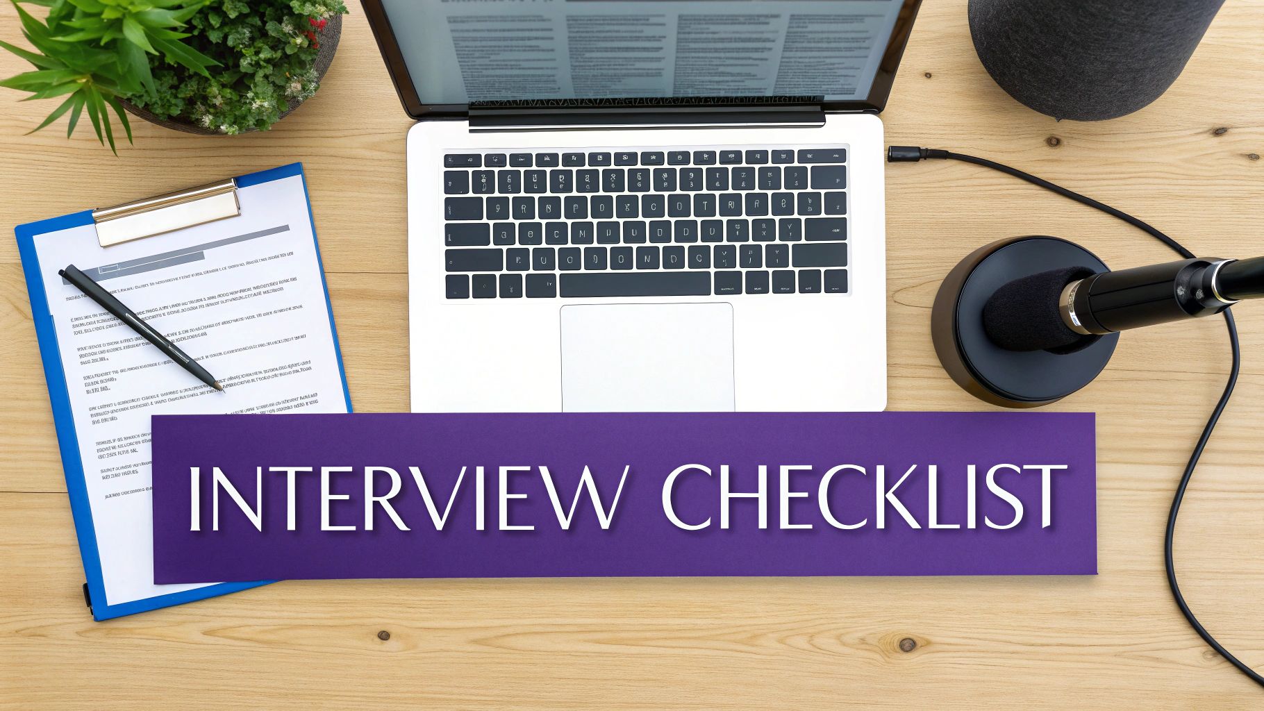 A person preparing for a video interview in a well-lit room.