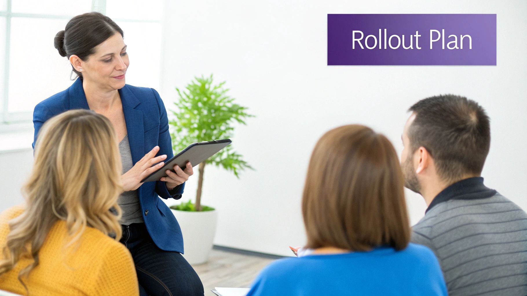 A person pointing to a checklist on a clipboard.