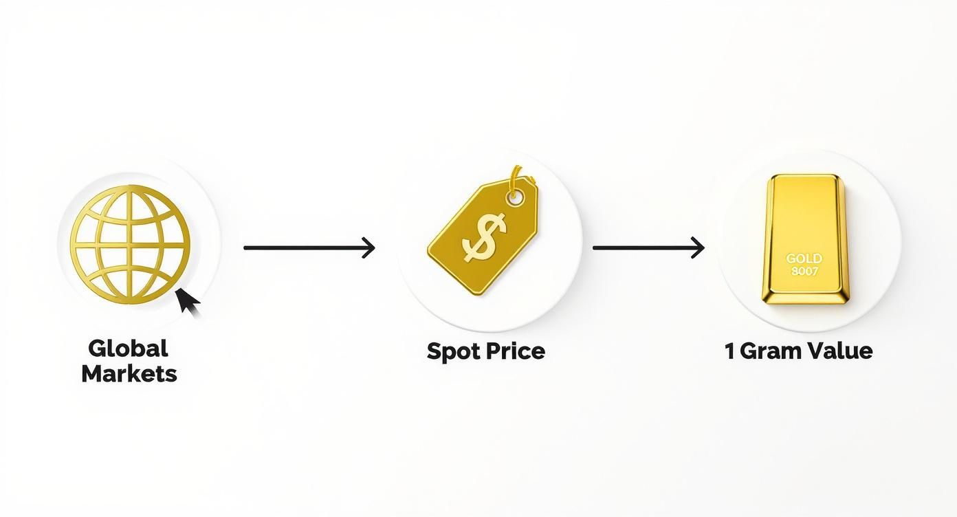 Infographic about how much is 1 gram 24k gold worth