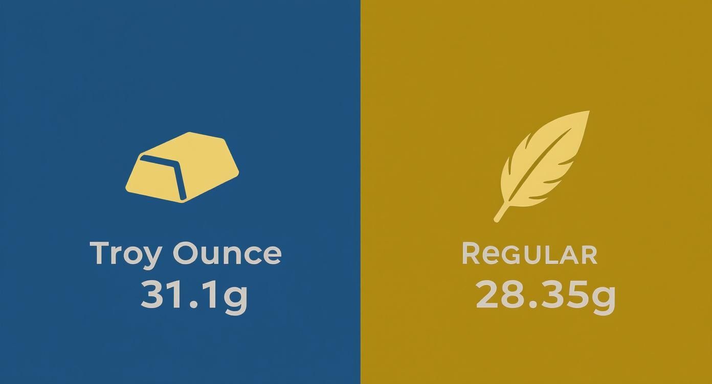 Infographic about troy ounce vs regular ounce