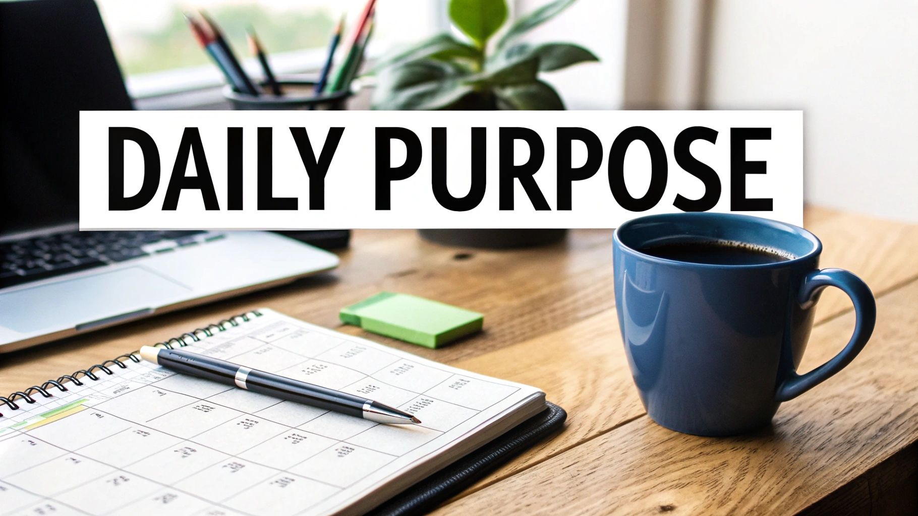 A person's hands holding a small compass, with a blurred background of a daily routine like a desk or a kitchen.