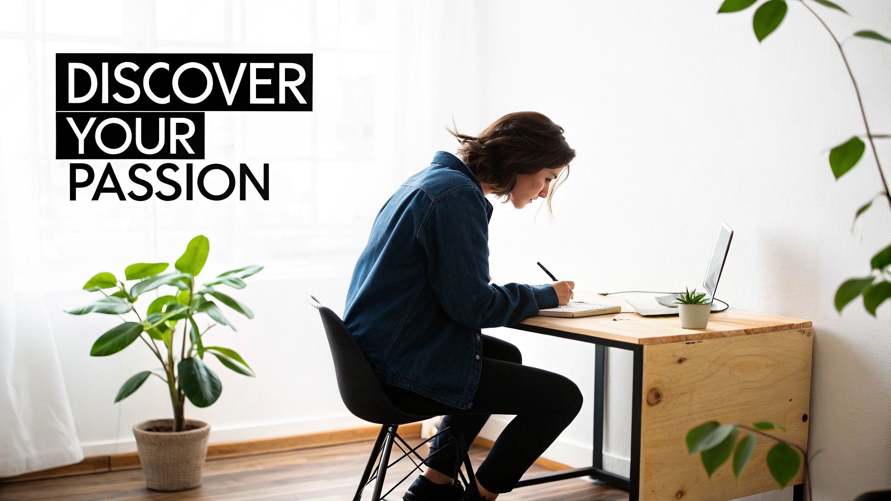 A person stands on a cliff overlooking a beautiful sunrise, symbolizing a new beginning and the discovery of passion.