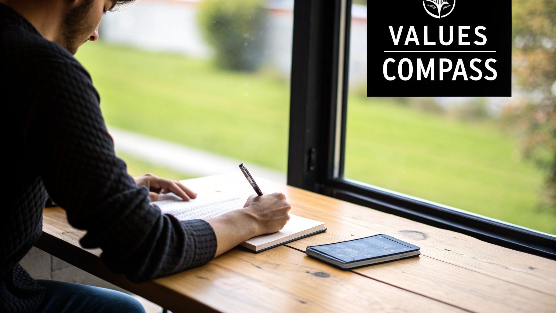 A person holding a compass, symbolizing the guidance of personal values.