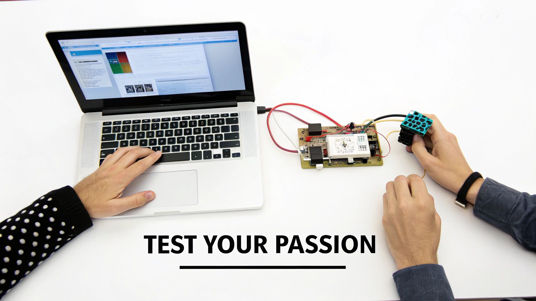 A person working on a small prototype, symbolizing the hands-on process of testing a passion idea.