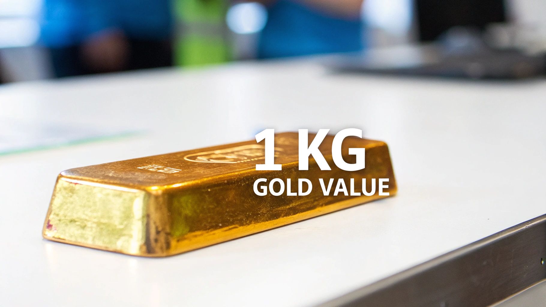 A stack of pure gold bars, gleaming under a spotlight, representing a significant store of wealth.