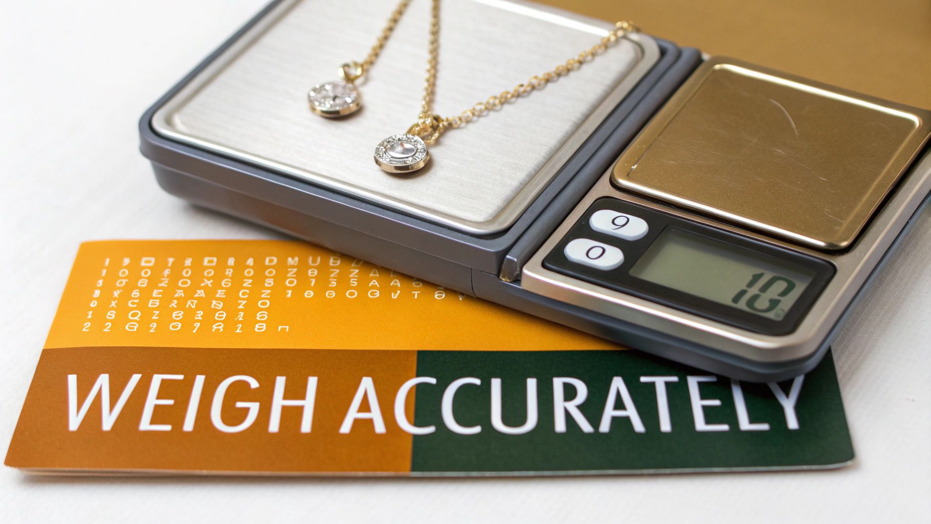 A digital scale weighing a gold ring, showing an accurate gram measurement.