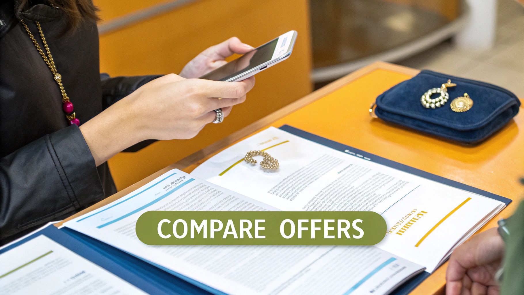 Gold coins and bars on a dark surface, symbolizing wealth and selling gold.