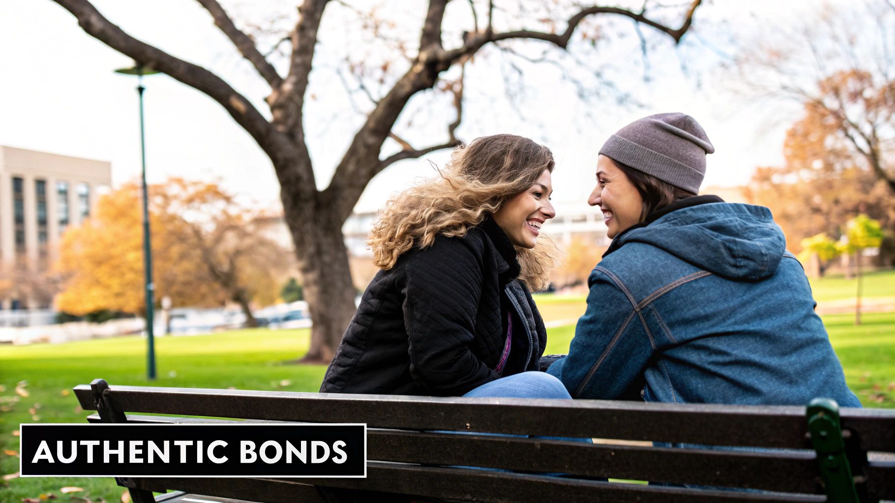 A group of friends sitting together, sharing a laugh and enjoying a genuine connection.