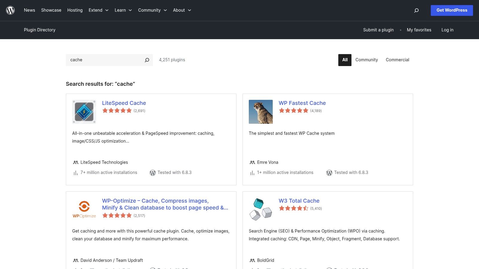 WordPress.org Plugin Directory (cache search)