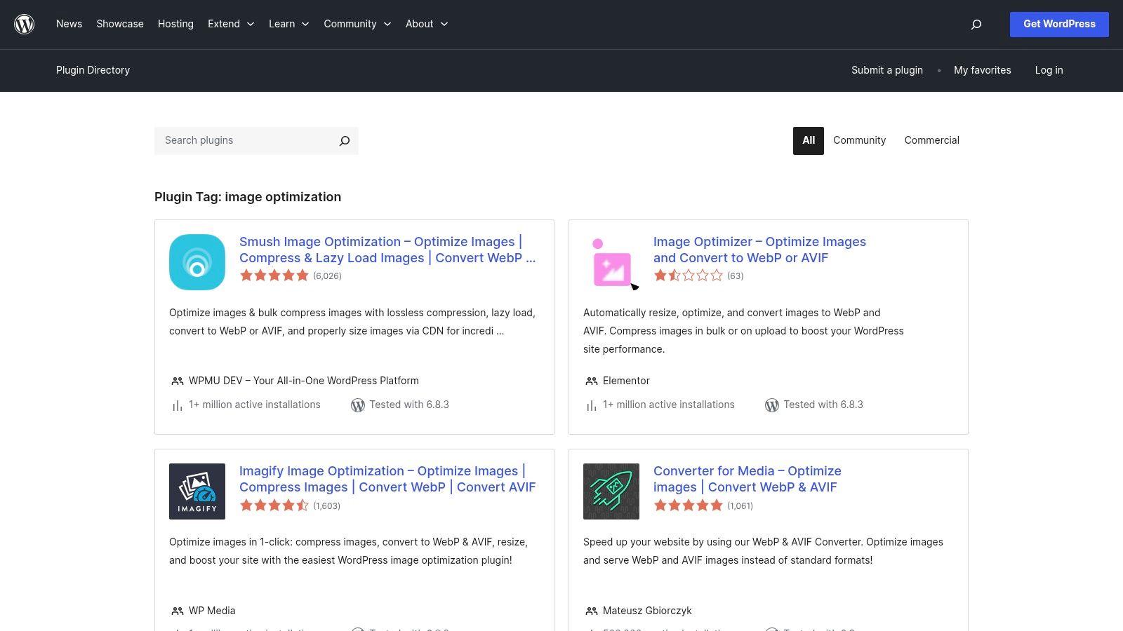 WordPress.org Plugin Directory (Image Optimization tag)