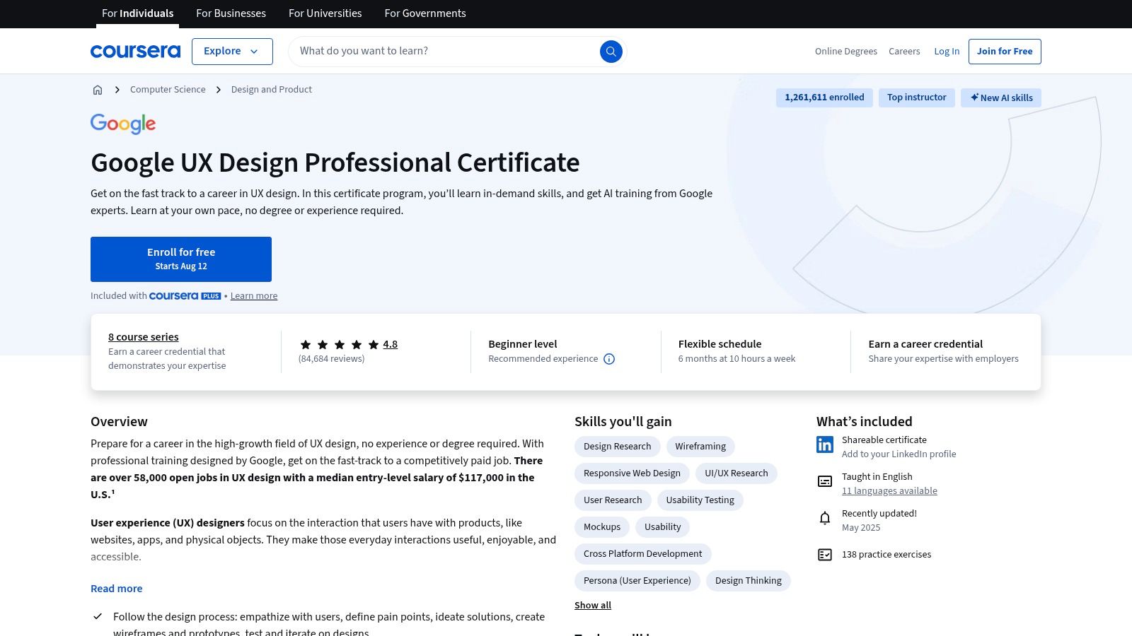 Coursera – Google UX Design Professional Certificate