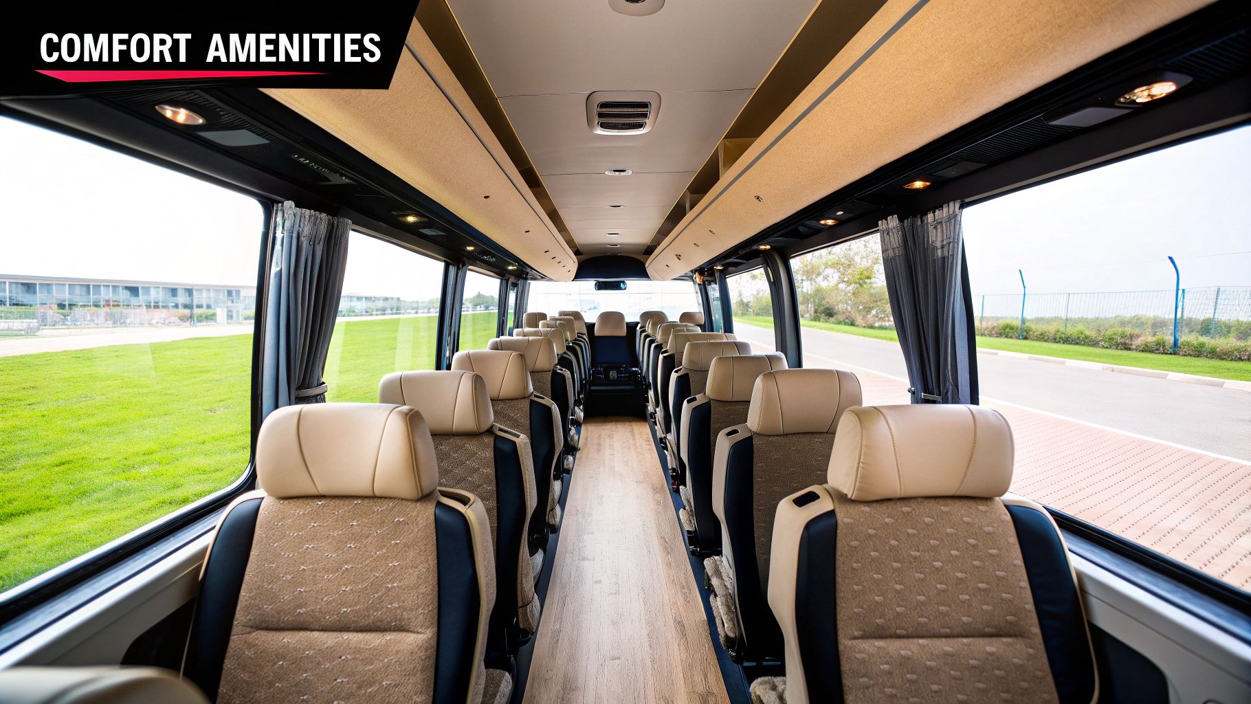 A person comparing rental and purchase options for a 17 seater minibus on a tablet.
