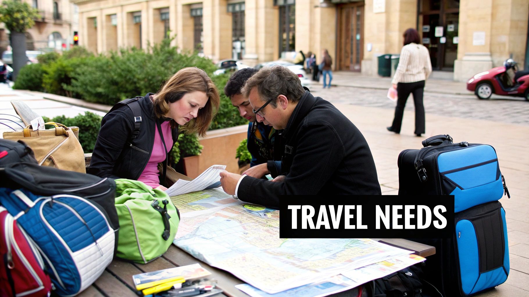 A modern minibus driving on a London street with blurred city lights in the background.