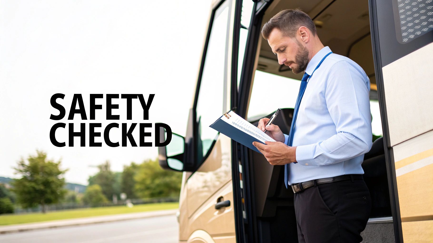 A group of passengers boarding a clean minibus from West London Minibus Hire, with a professional driver greeting them. Title: Booking minibus hire London with West London Minibus Hire. Alt text: Passengers boarding a minibus in London from West London Minibus Hire.