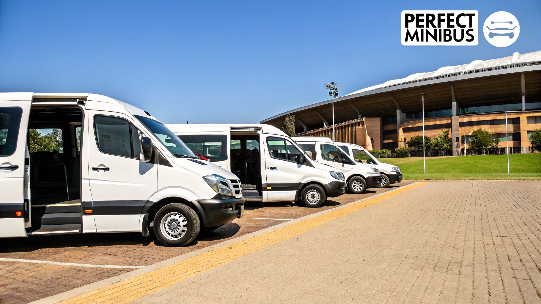 Friends arriving at an event in a modern, clean minibus.
