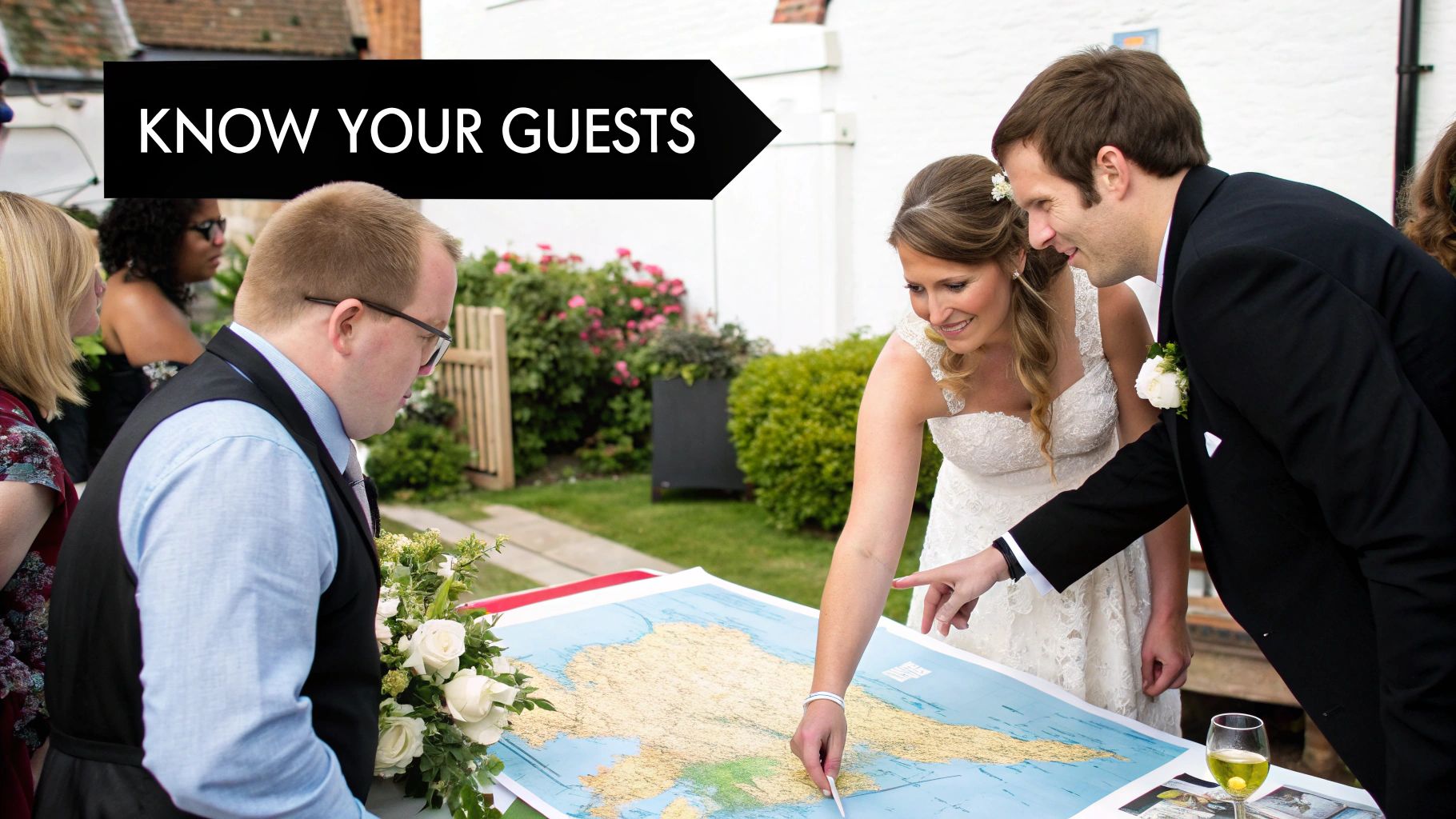 Guests arriving at a wedding