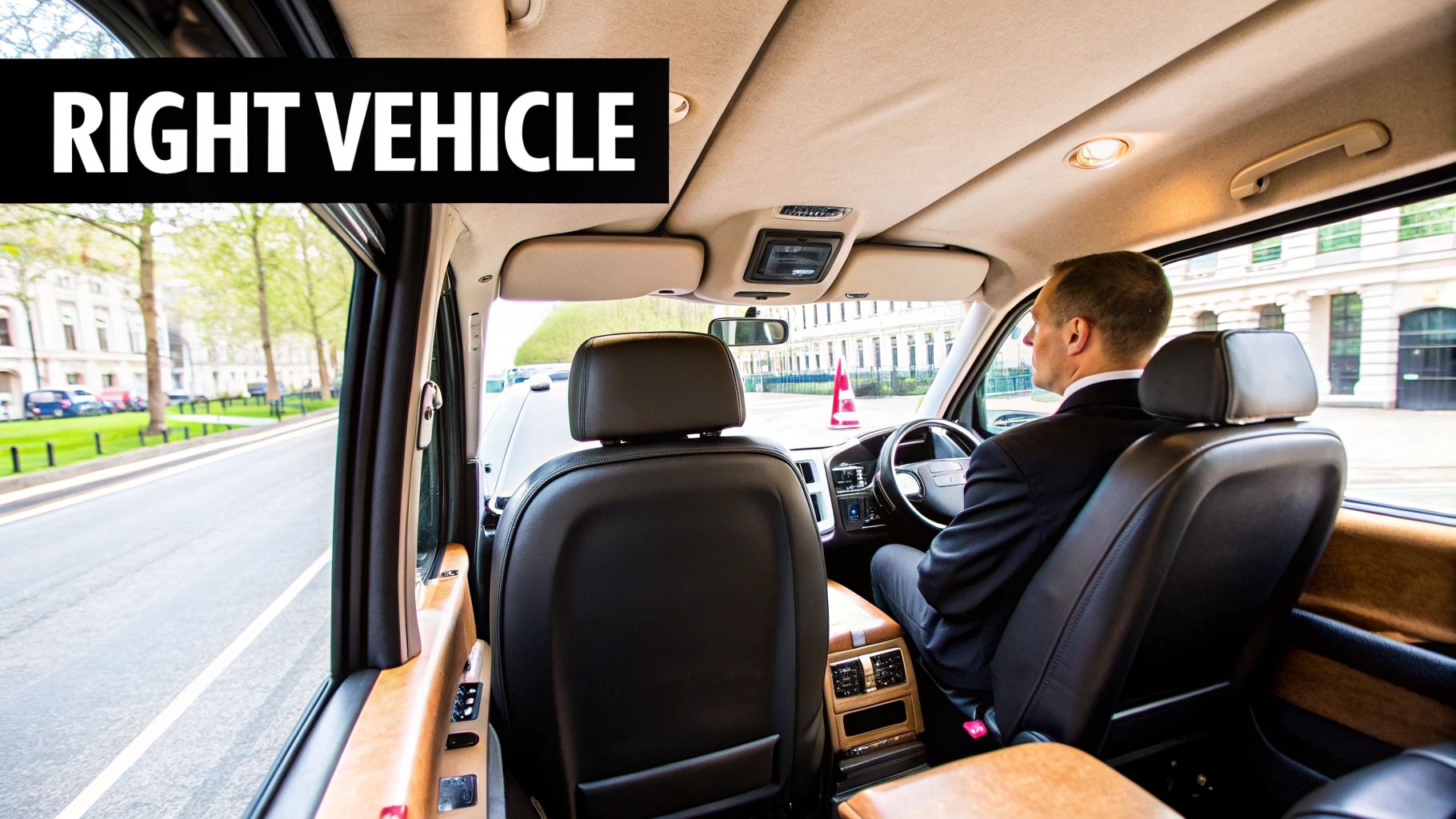A clean, modern minibus parked on a quiet London street.