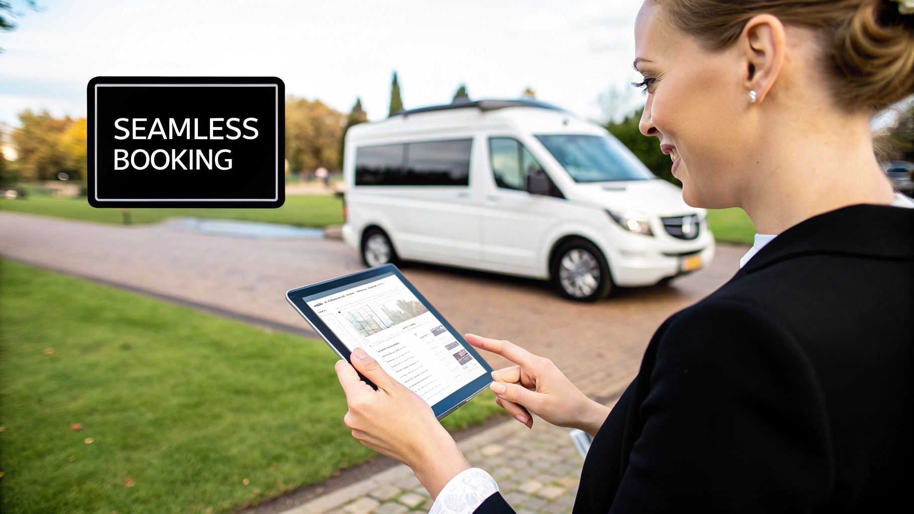 Image of a minibus at a wedding