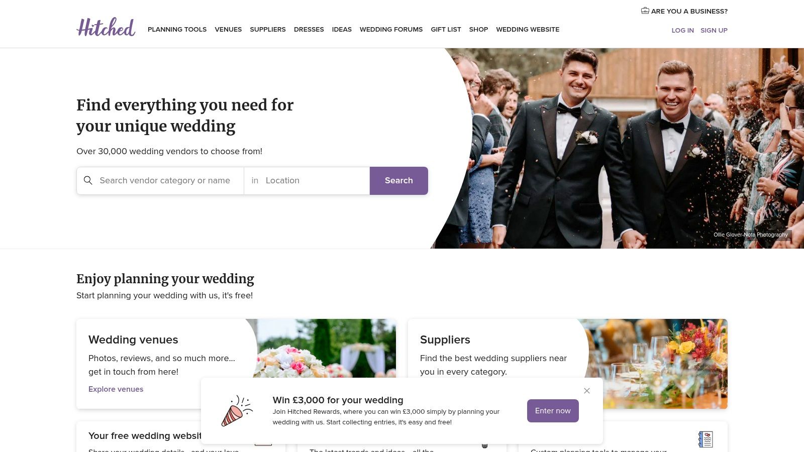 Hitched.co.uk wedding guest transportation search interface