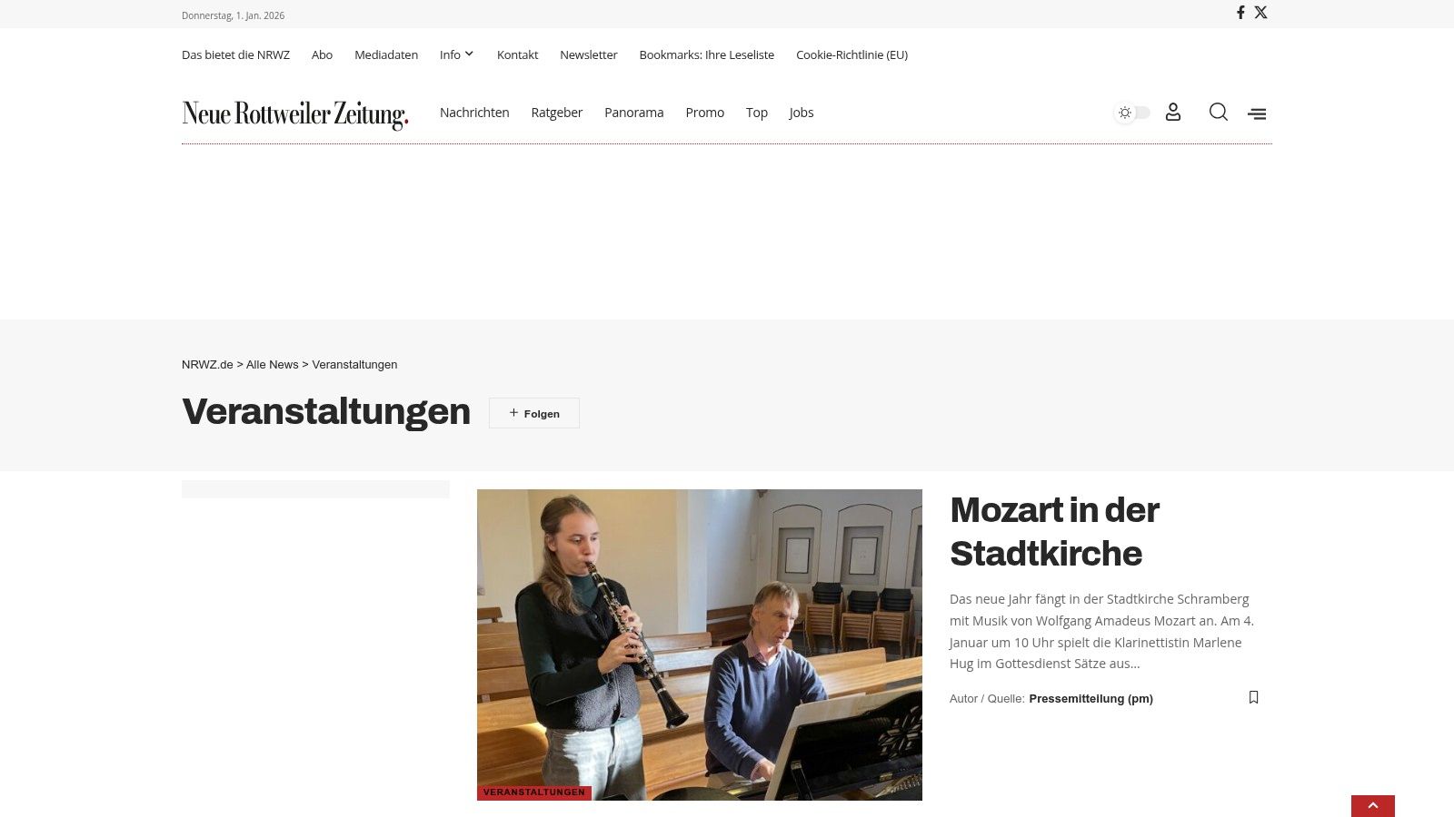 NRWZ.de – Veranstaltungshinweise der Neuen Rottweiler Zeitung