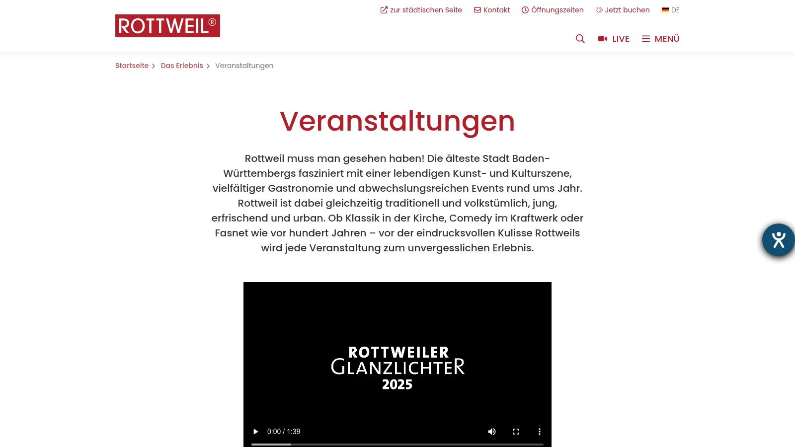 Stadt/Tourismus Rottweil – offizieller Veranstaltungskalender