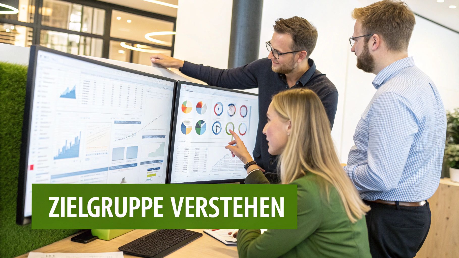 Eine Person überprüft sorgfältig ein Produktetikett mit einer Lupe, was auf die genaue Prüfung von Nachhaltigkeitsaussagen hindeutet.