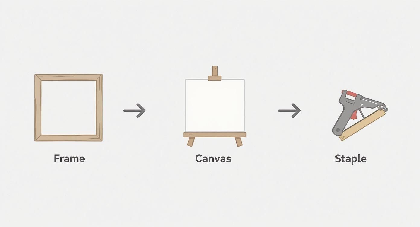 Infographic about how to stretch a canvas painting