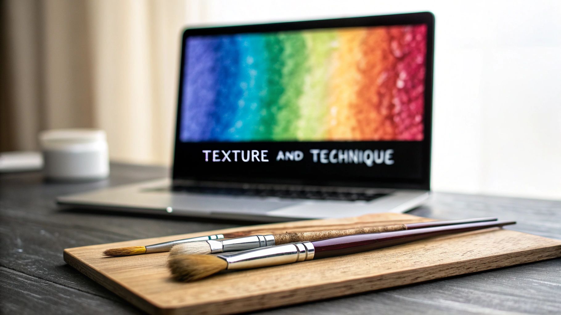 A painter's palette with various colors mixed, ready for creating a portrait background.