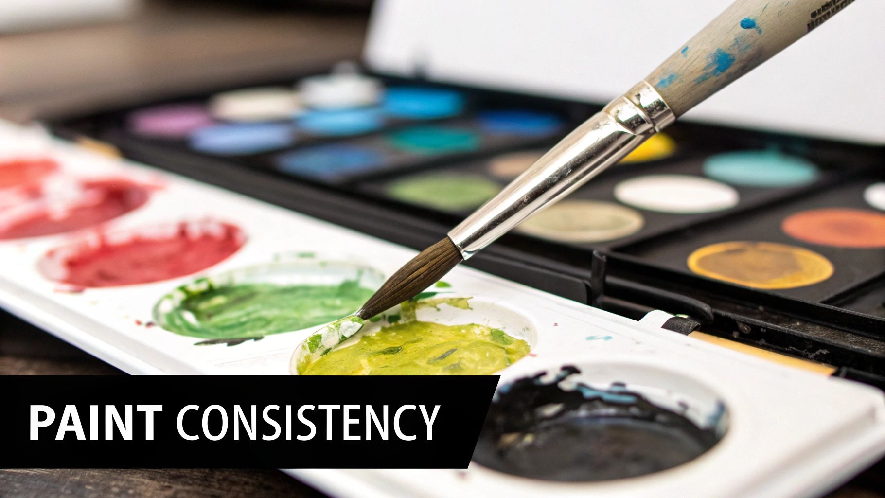 A person mixing acrylic paint with water to achieve the right consistency for painting