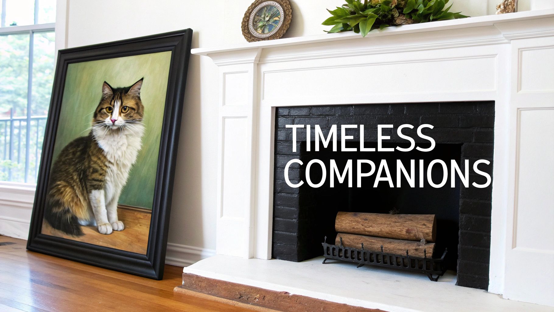 A beautiful oil painting of a tabby cat looking directly at the viewer, set against a dark,textured background.