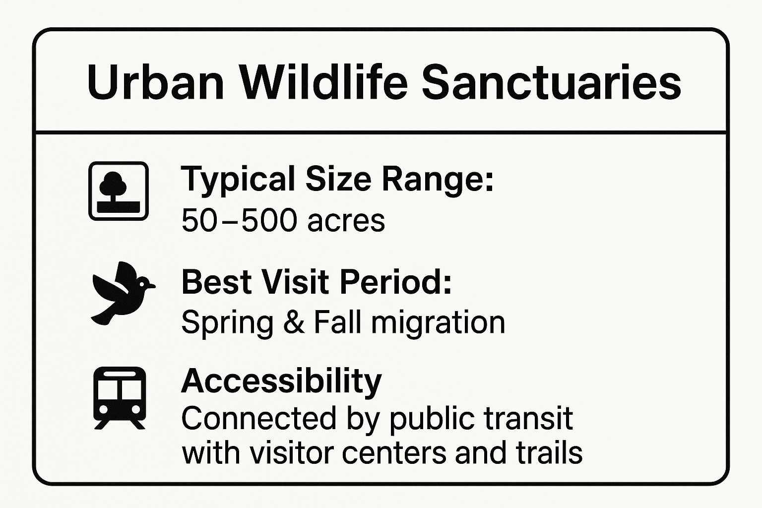 Infographic showing key data about Urban Wildlife Sanctuaries