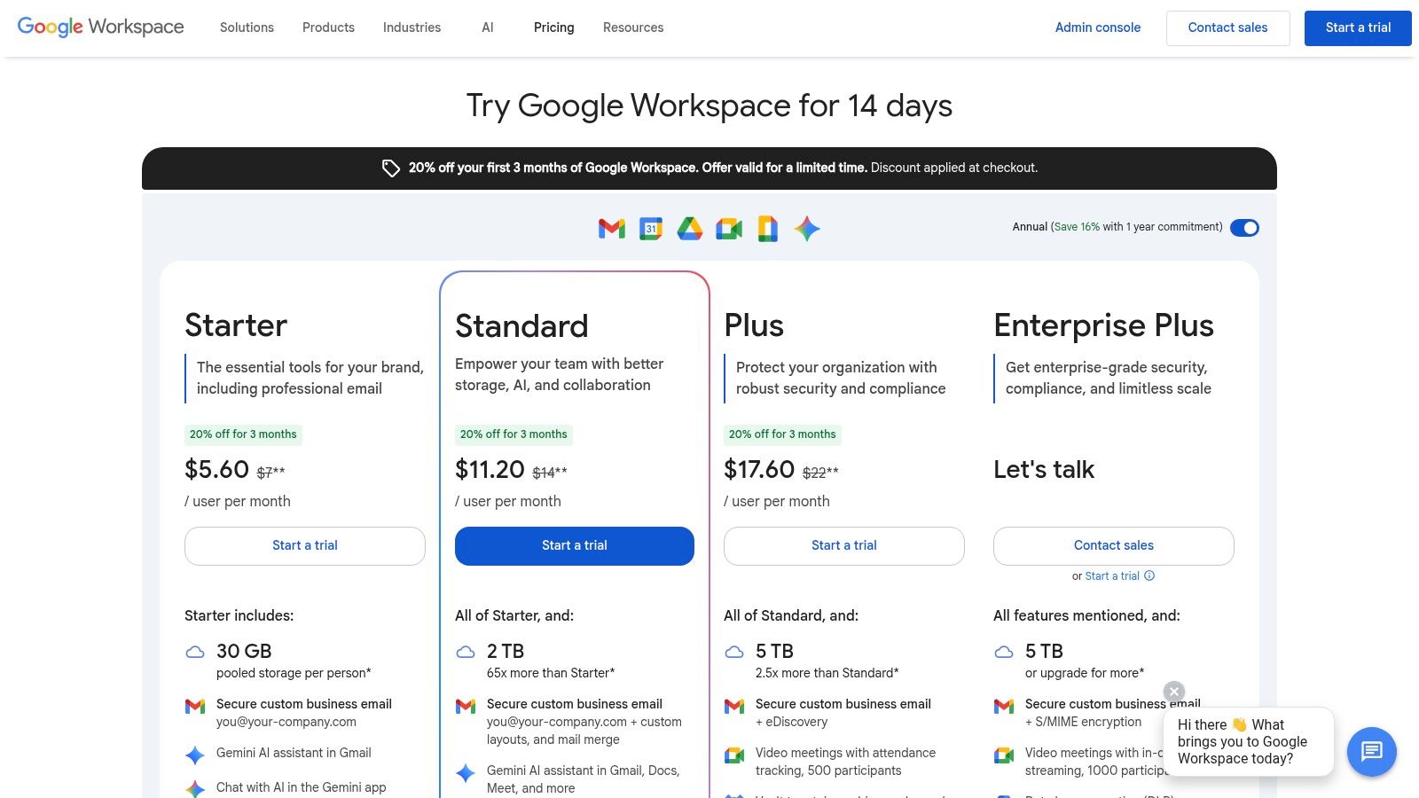 Google Workspace (official plans and checkout)