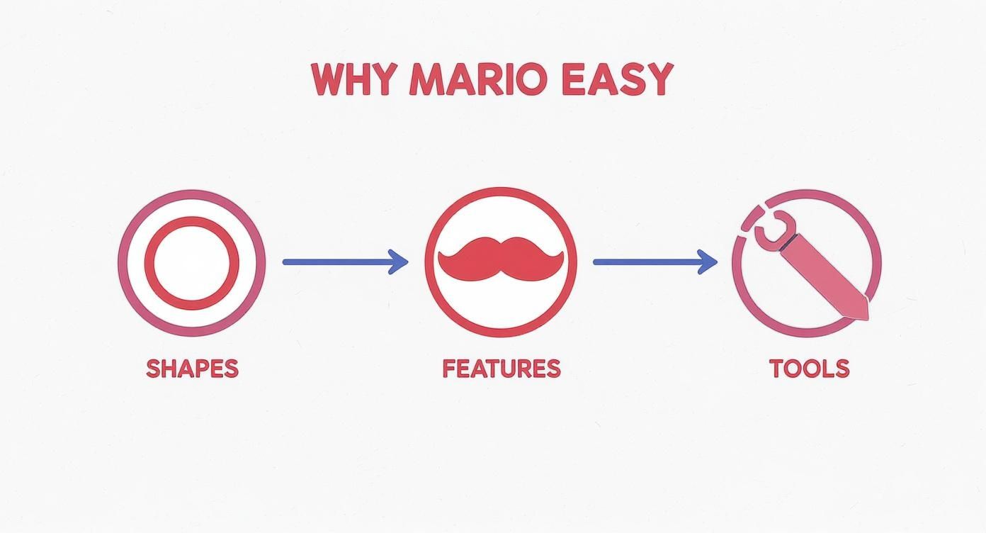 Infographic about how to draw mario easy