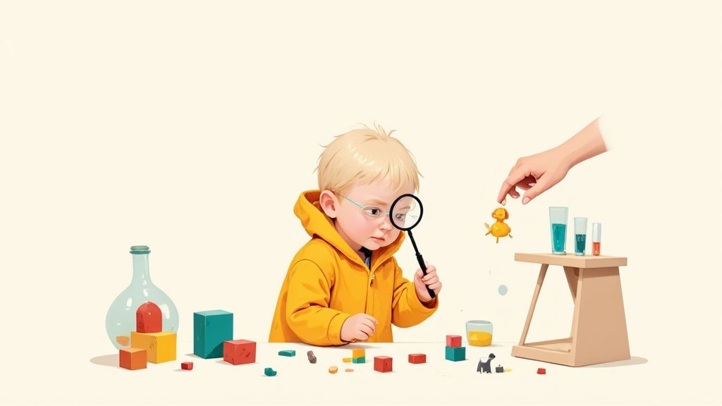 A child's brain lighting up with neural activity during play.