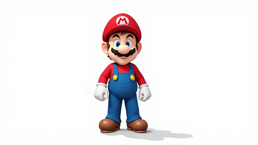 A colored drawing of Mario, showcasing vibrant reds and blues
