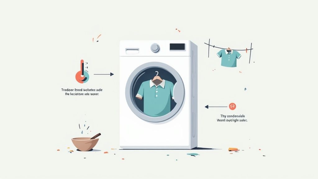 A modern washing machine with its door open, ready for a load of laundry.