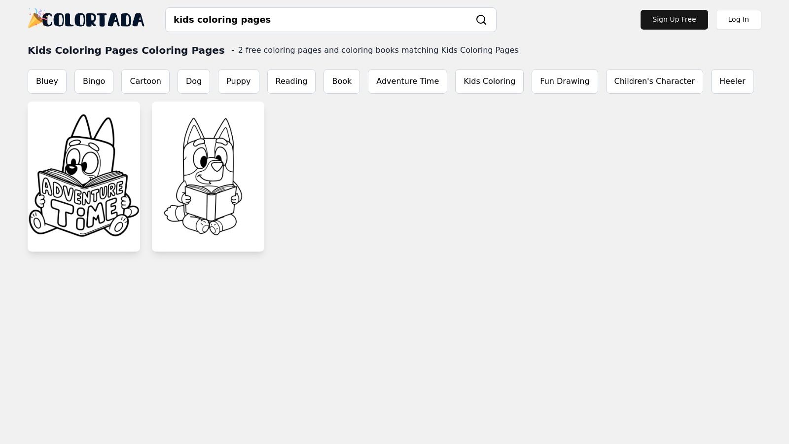 A collection of cartoon dog coloring pages from the Colortada website, showcasing clean and simple line art suitable for kids.