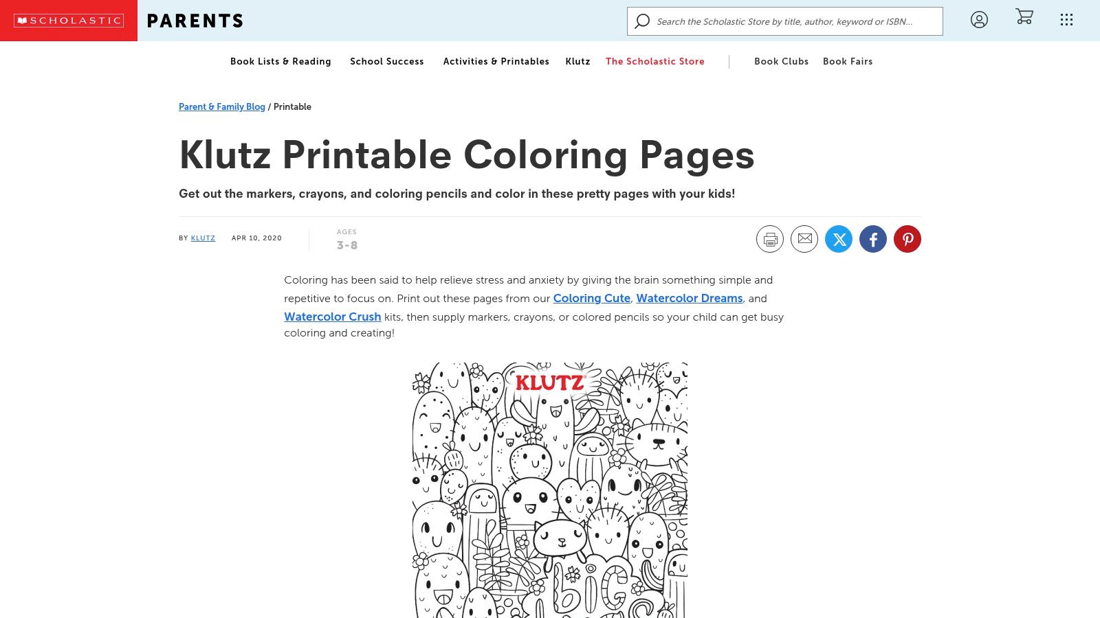 Scholastic Parents (Klutz Printable Coloring Pages)