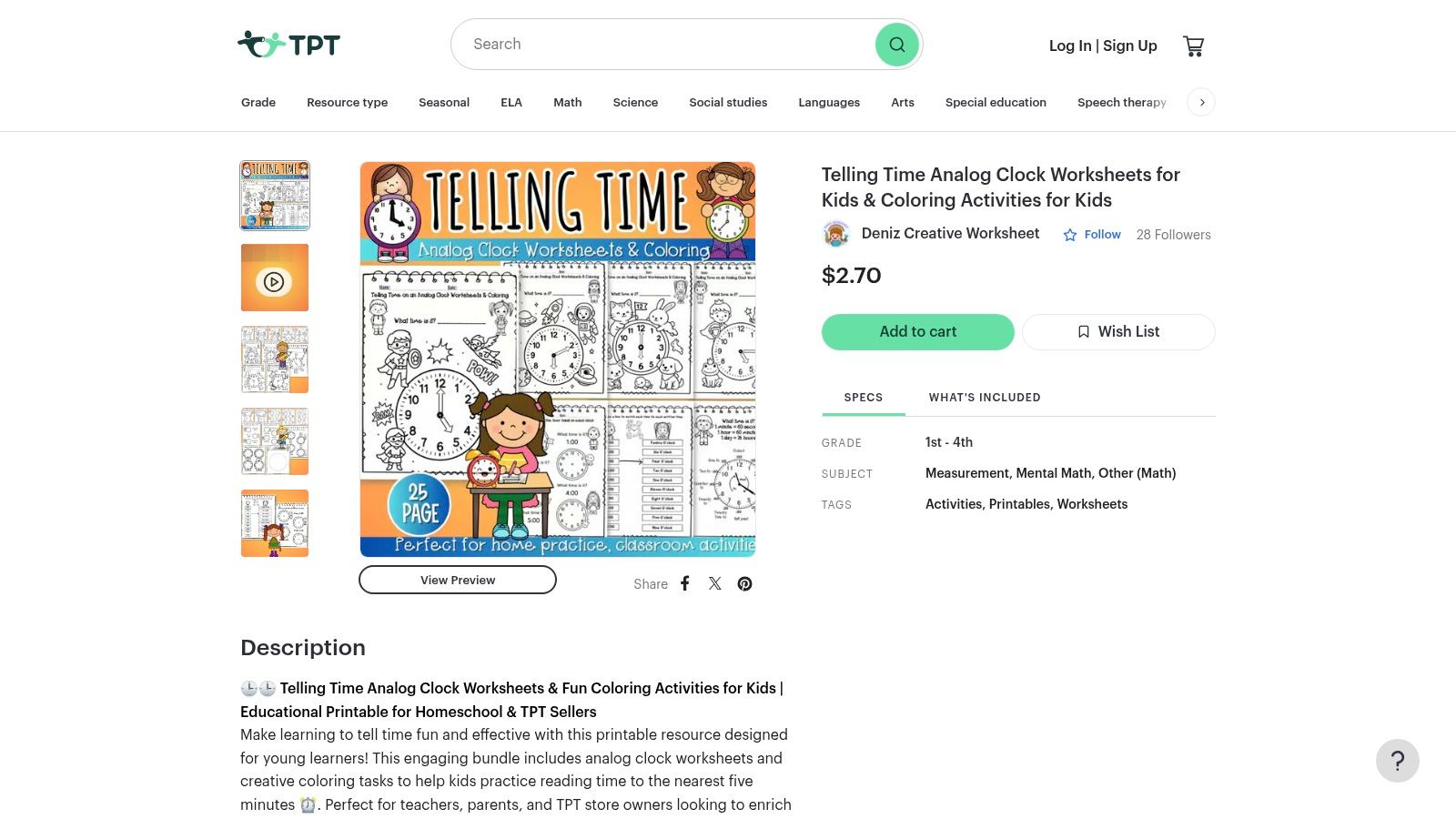 A collection of educational clock worksheets available on Teachers Pay Teachers (TPT).