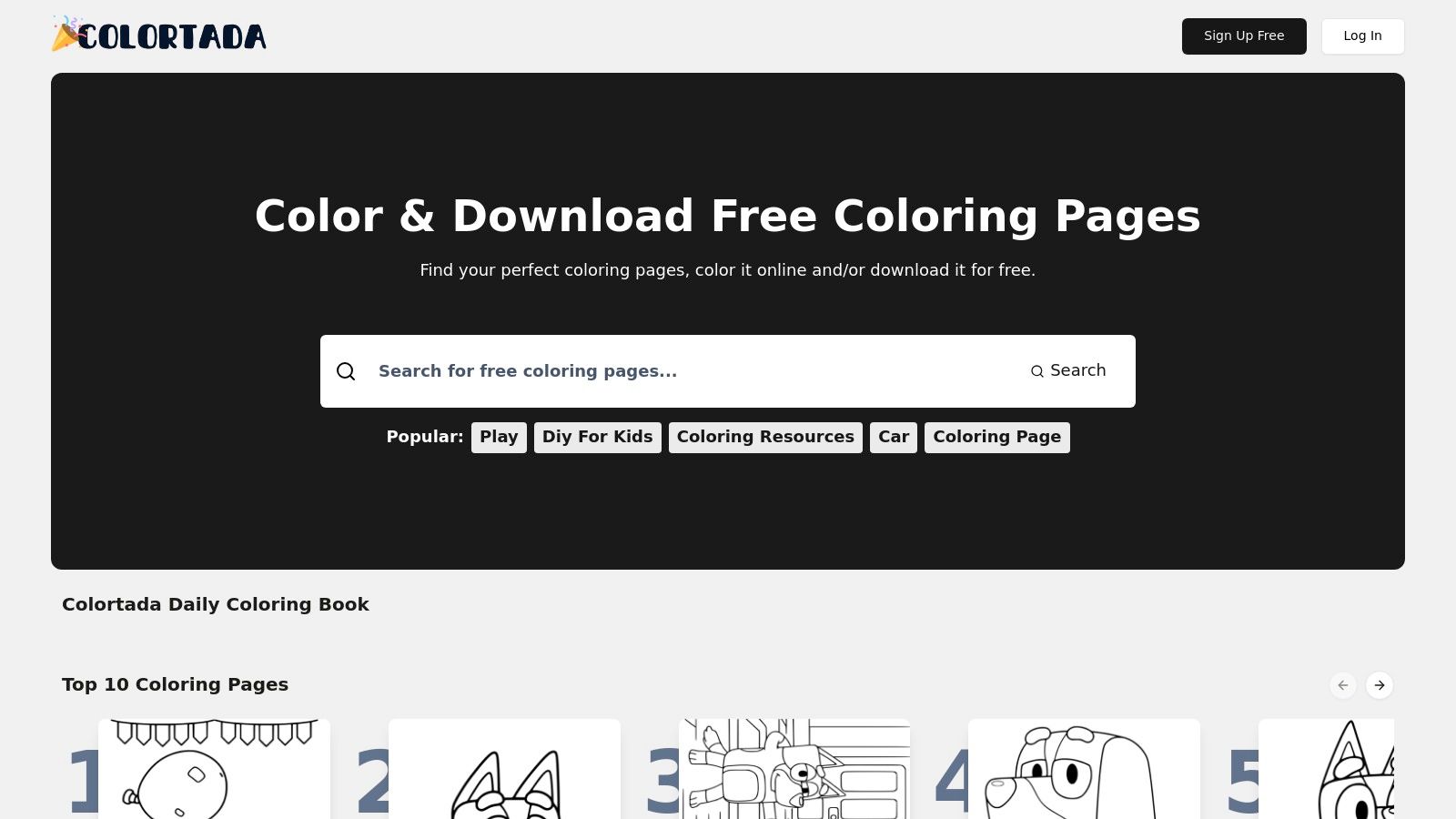 A collection of Elmo coloring pages displayed on the Colortada website, showing various poses and activities.