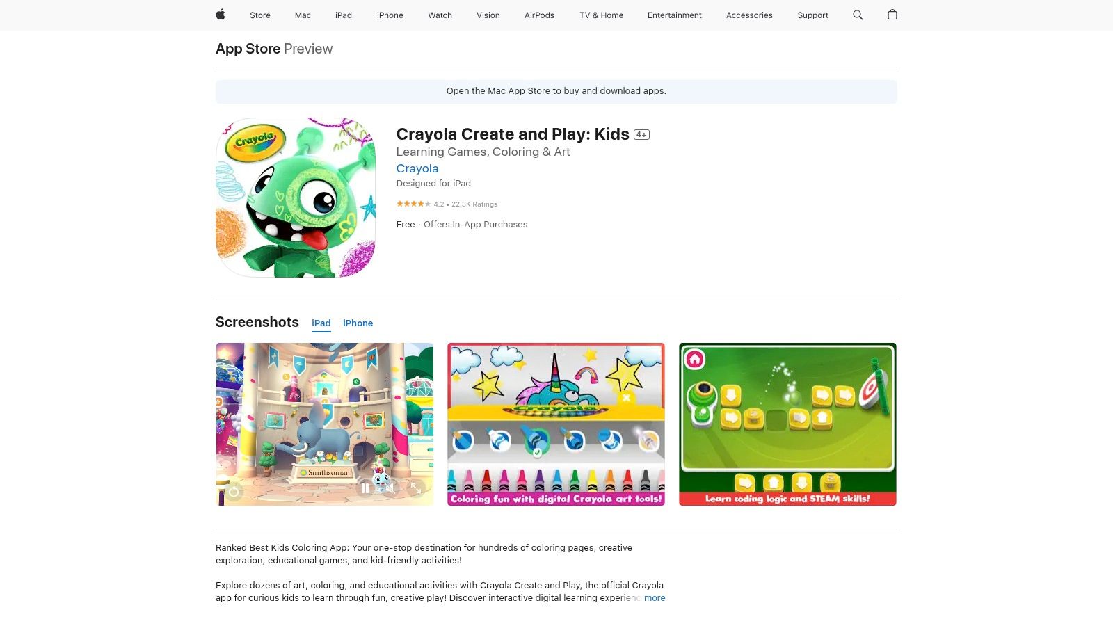 Crayola Create & Play – Apple App Store (official app)