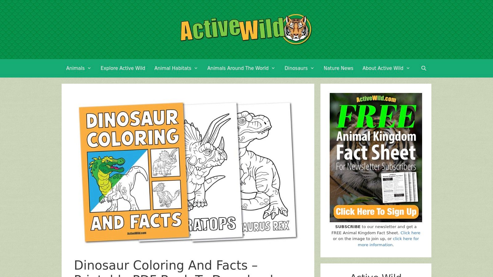 Active Wild (Dinosaur Coloring & Facts PDF eBook)
