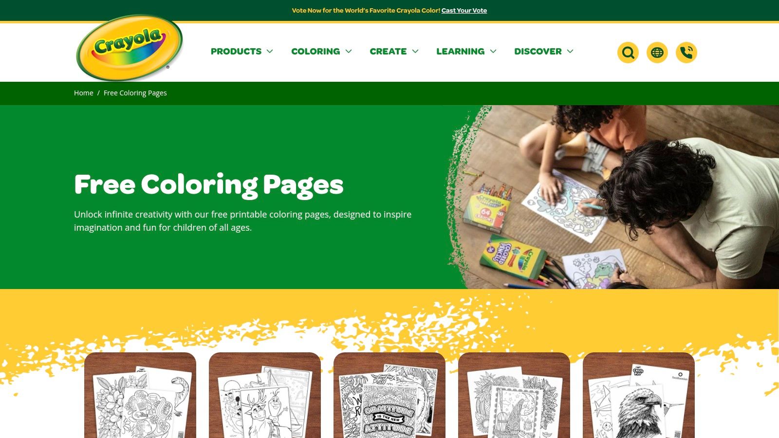 Crayola birthday coloring page options